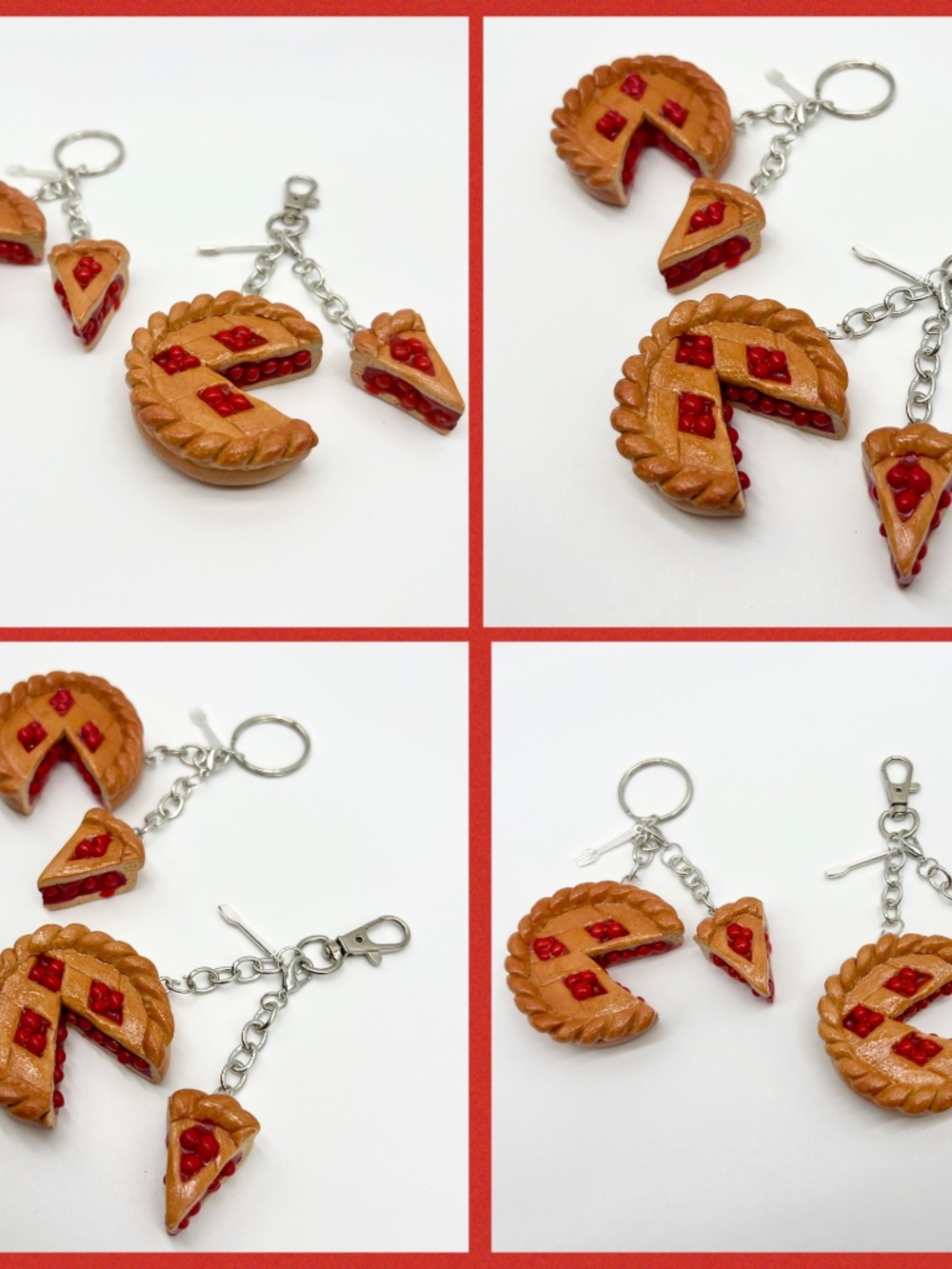 Pie Partner Duo Keychain Or Bag Clip Set | Handmade Matching Dessert Accessories - Picture 7 of 16